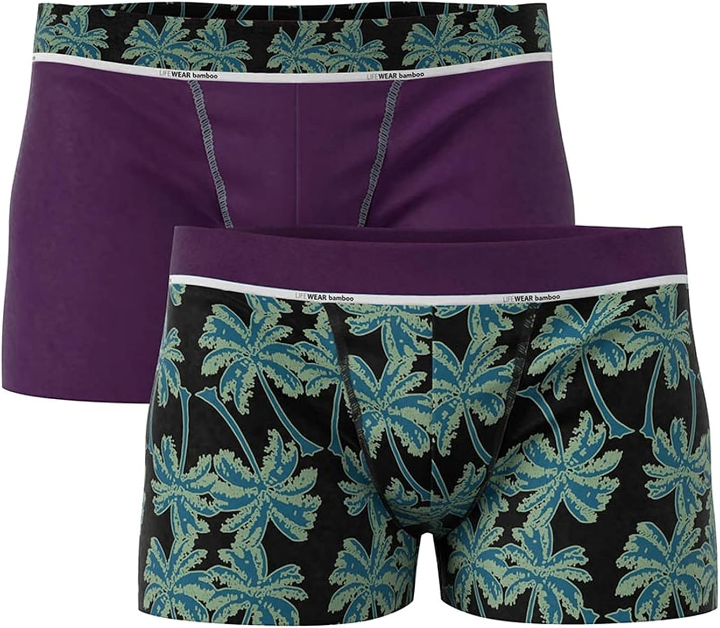 Bamboo Boxer Shorts (2 Pairs) Comfortable Men's Underwear Purple