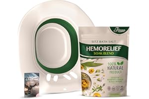 Fivona 2-in-1 Sitz Bath Soak Kit Over The Toilet Seat with Epsom Salt Blend with Essential Oils for Hemorrhoids and Postpartu
