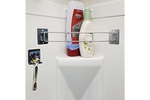MISSEIAR RV Shower Corner Storage Bar, RV Accessories for Inside with 1 Adhesive Hook, 7-13” Adjustable Length Stainless Steel Rod, Camper/Trailer Travel Must Have for Kitchen/Bathroom