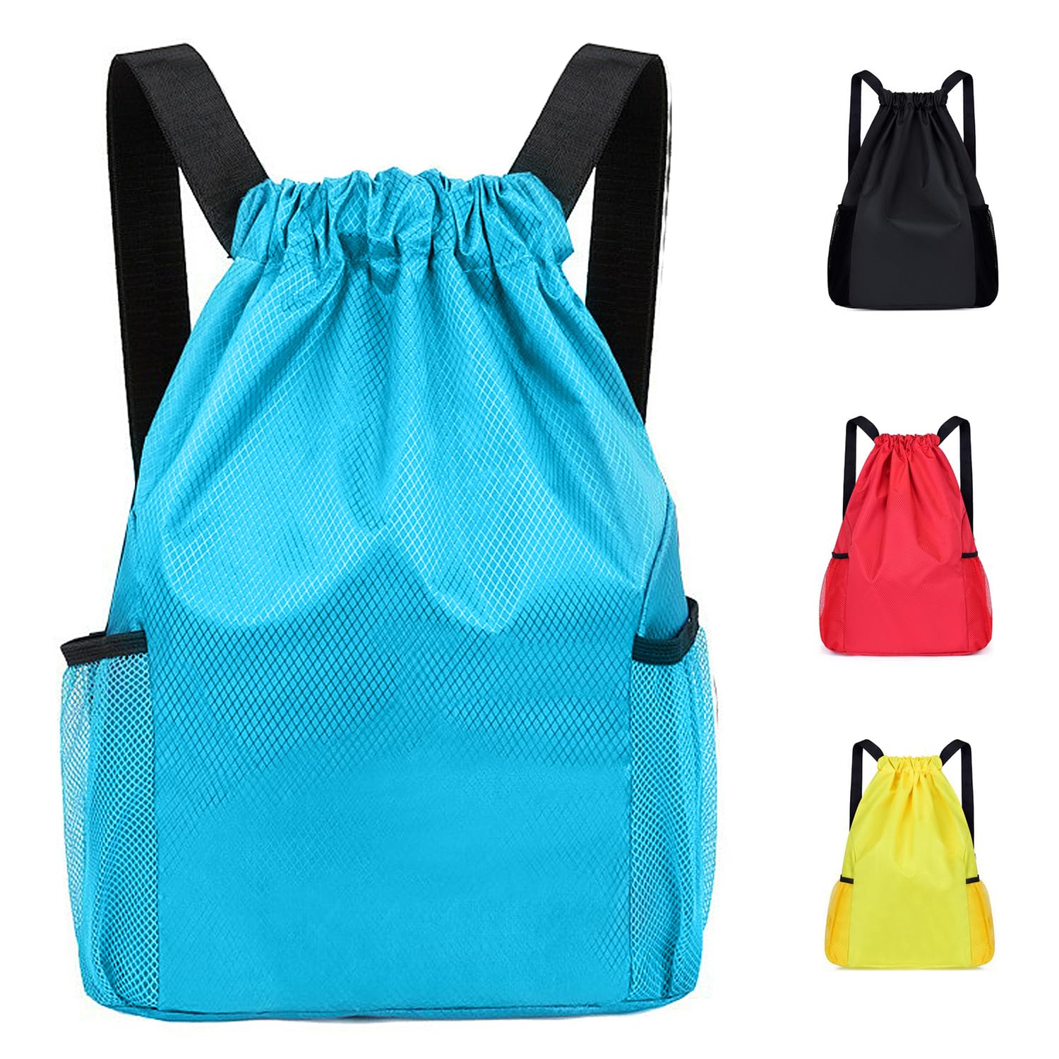 Didiseen Drawstring Bag Waterproof Swim PE Bag Unisex Large Sports String Backpack Oxford Fabric Gym Sack for School Travel Swimming Holidays Climbing Hiking (50x44,Sky Blue)