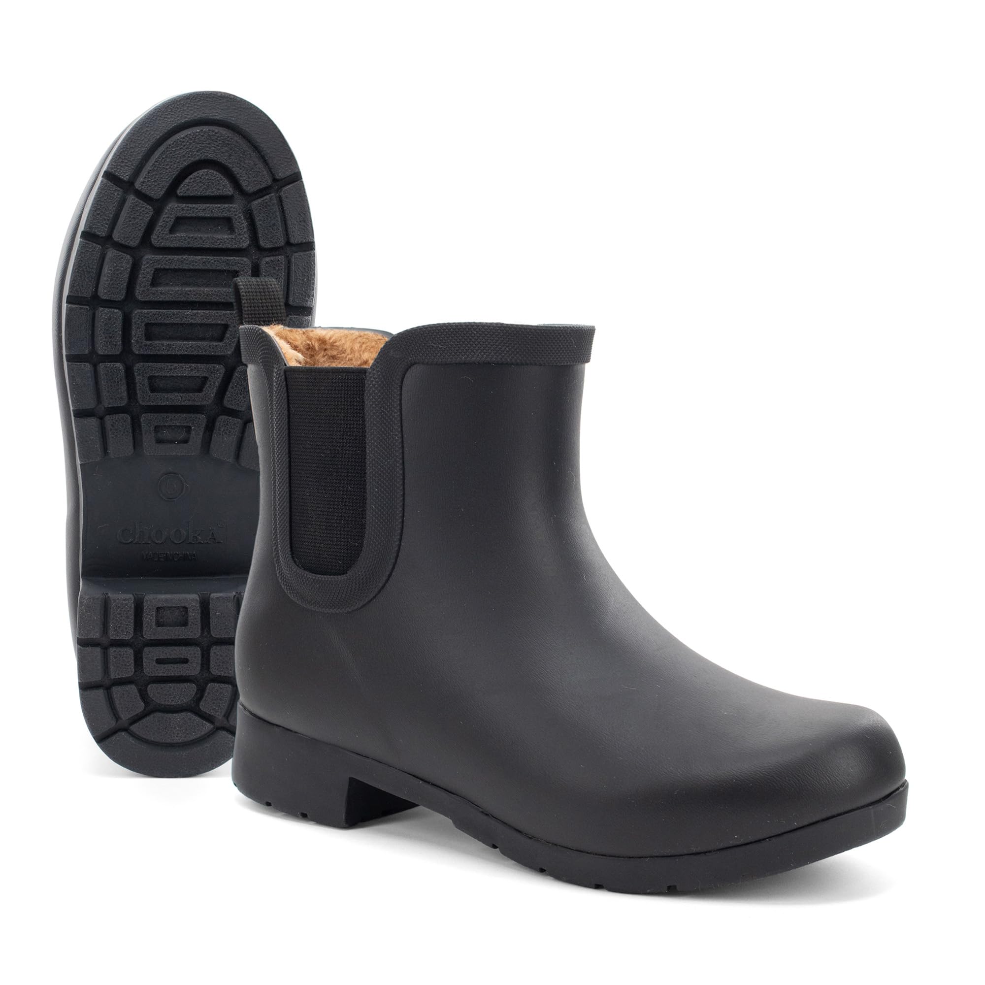 Chooka Women’s Waterproof Chelsea Bootie – Plush Lined, Slip-On Rain Ankle Boots