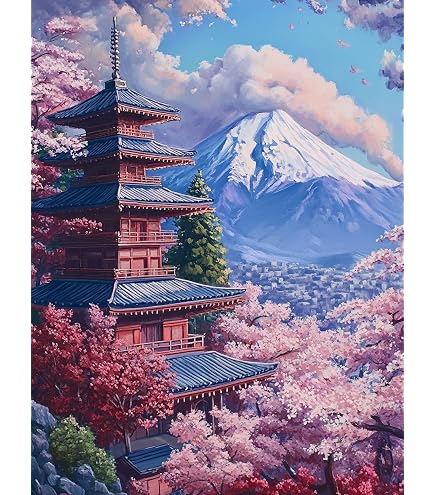 Amazon.com: Japanese Landscape cross stitch kits,Mount Fuji Cherry