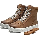 BORLENI Leather Motorcycle Breathable Riding Shoes - Casual Outdoor Street Motorcycle Boots for Men