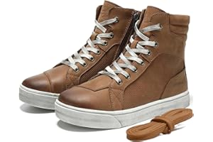 BORLENI Leather Motorcycle Breathable Riding Shoes - Casual Outdoor Street Motorcycle Boots for Men