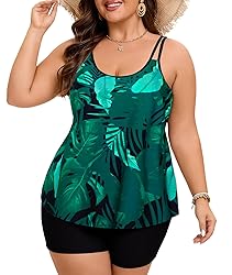 Womens Plus Size Swimsuit Push Up Floral Tankini