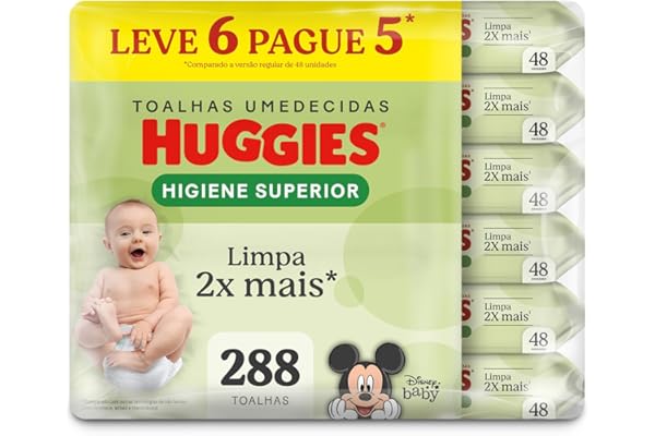 Lenços Huggies Higiene Superior Limpam 2x Mais com 288 unidades