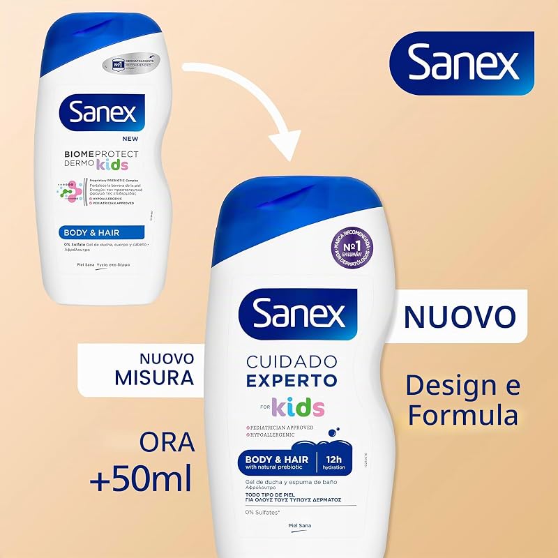 Cura Expert Kids Gel Doccia, confezione da 6 pezzi x 475 ml, gel per bambini, ipoallergenico, 12 ore di idratazione, dermatologicamente testato, approvato dai pediatri