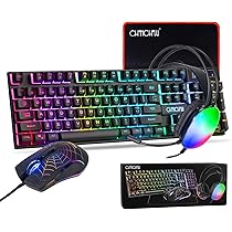 Gaming Keyboard and Mouse, Headset, Mouse Pad Combo, 10 RGB Backit