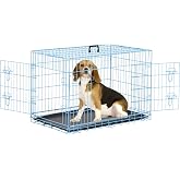 36 inch Dog Crates for Medium Dogs Folding Metal Wire Dog Cage Kennel, Indoor Outdoor Dog Crate Kennels with Handle&amp;Proof Tray Portable Pet Kennel Blue