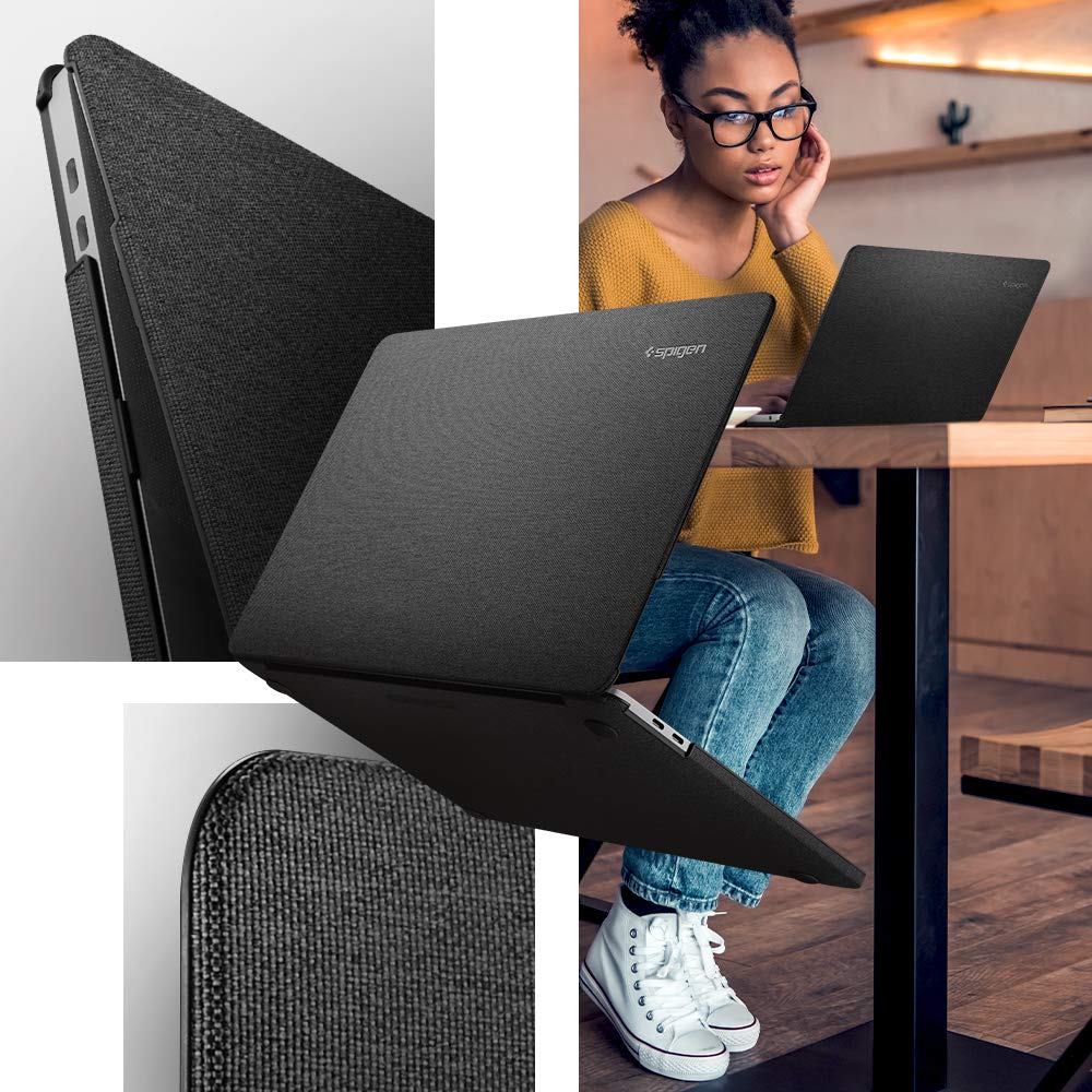 Spigen for MacBook Pro 13 inch Case M2 M1 A2338 A2251 A2289 (2022, 2020), Thin Fit Premium Knit Fabric, Black