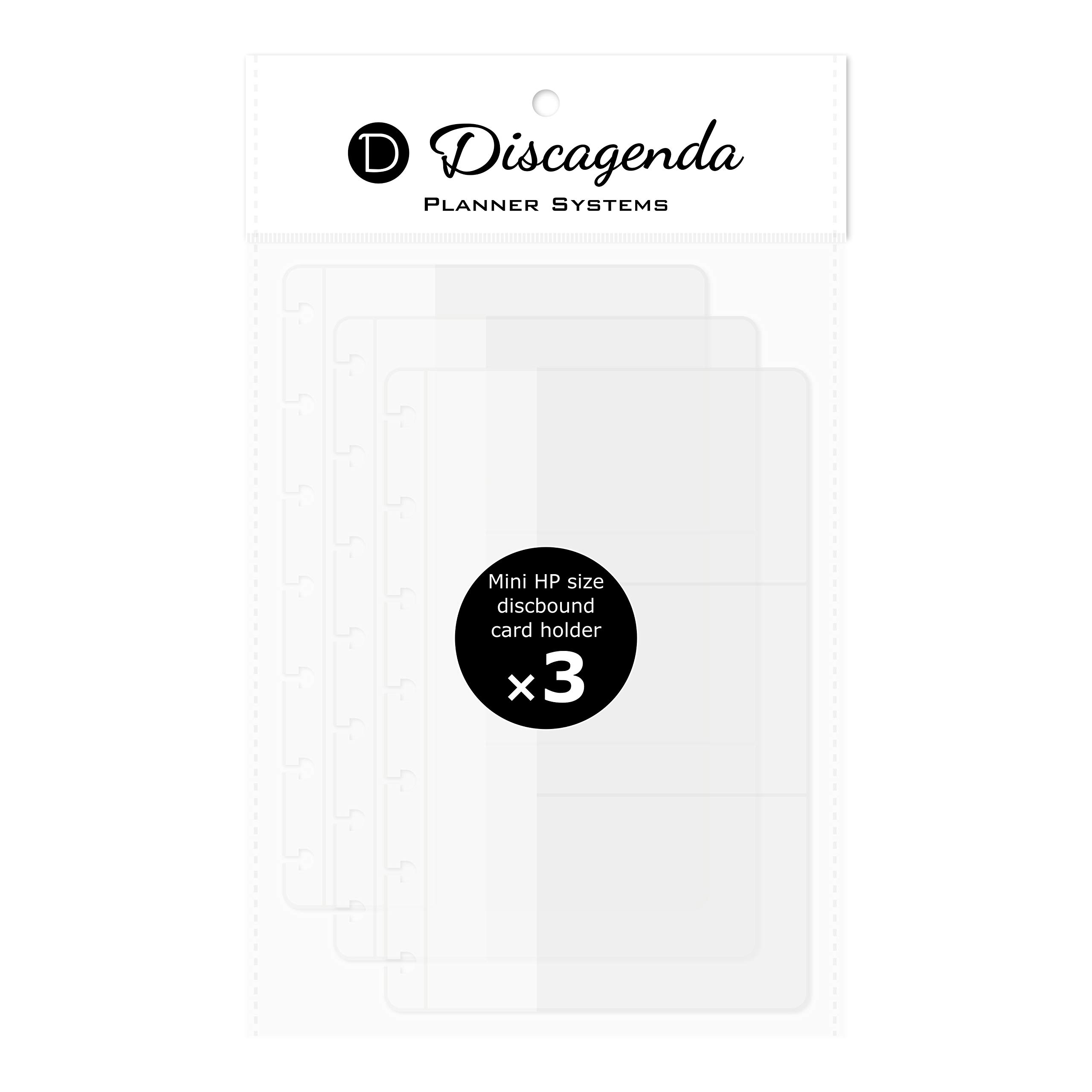 Discagenda Clear Card Holder [2nd Edition] Compatible with Mini HP (4.6x7in), 3 Pack for Discbound Planner
