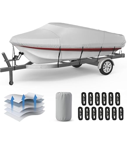 Boat Cover 17-19 Ft 600D Waterproof Boat Covers Fits Bass, V-Hull - View #5