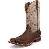 Twisted X Men's 12" Rancher, Wide Square Toe with CellSole, Tobacco Brown &amp; Sand, 8.5 EE