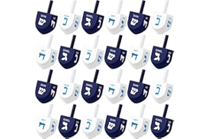 TWOWYHI 24PCS Hanukkah Dreidels 1.73”X0.74” Wood Dreidel Spinning Top Toy Chanukah Dreidel Fun Game Toys Novelty Toys Dreidels for Hanukkah Party Favors Includes Dreidel Game Instruction