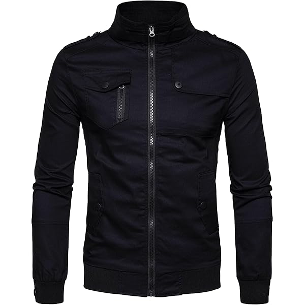 Men's Stand Collar Full Zip Jacket Lightweight Warm Jackets