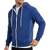 Ohoo Mens Slim Fit Long Sleeve Lightweight Zip-up Hoodie Mixed Waffle Knit with Kangaroo Pocket