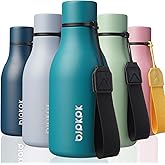 BJPKPK Insulated Water Bottles, 12oz Stainless Steel Metal Water Bottle with Strap, BPA Free Leak Proof Jugs, Mugs, Flasks, Reusable Thermal Flasks for Sports & Travel, Lake Blue
