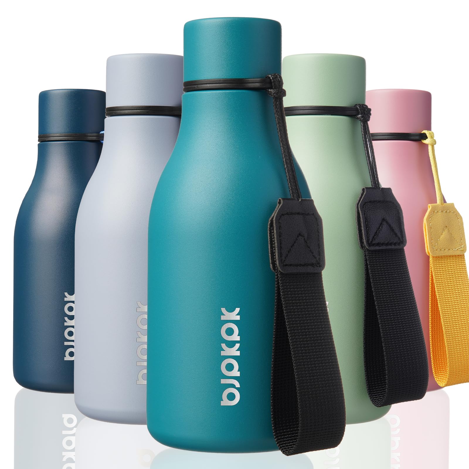 Photo 1 of **ONLY BLUE ONE*** BJPKPK Insulated Water Bottles, 12oz Stainless Steel Metal Water Bottle with Strap, BPA Free Leak Proof Thermo, Mugs, Flasks, Reusable Water Bottle for Sports & Travel, Lake Blue
