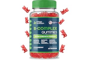 INTEGO NUTRITION Vitamin B Complex Gummies for Adults, B Complex Vitamin Supplement for Women and Men, B Vitamins Complex Gummies for Energy and Brain Health, Natural Strawberry Flavor, 60 Count