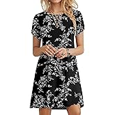HOTGIFT 2026 Womens Dress Summer Short Sleeve Crewneck Sundress with Pockets M-4XL