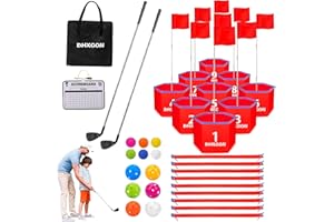 DHXGON Backyard Golf Game with 2 Clubs, Portable 9 Hole Golf Course for Golf Practice Game, Outdoor Yard Golf Chipping Game for Family and Adults, Beach, Park, Lawn, Field Day Reunion Party Games