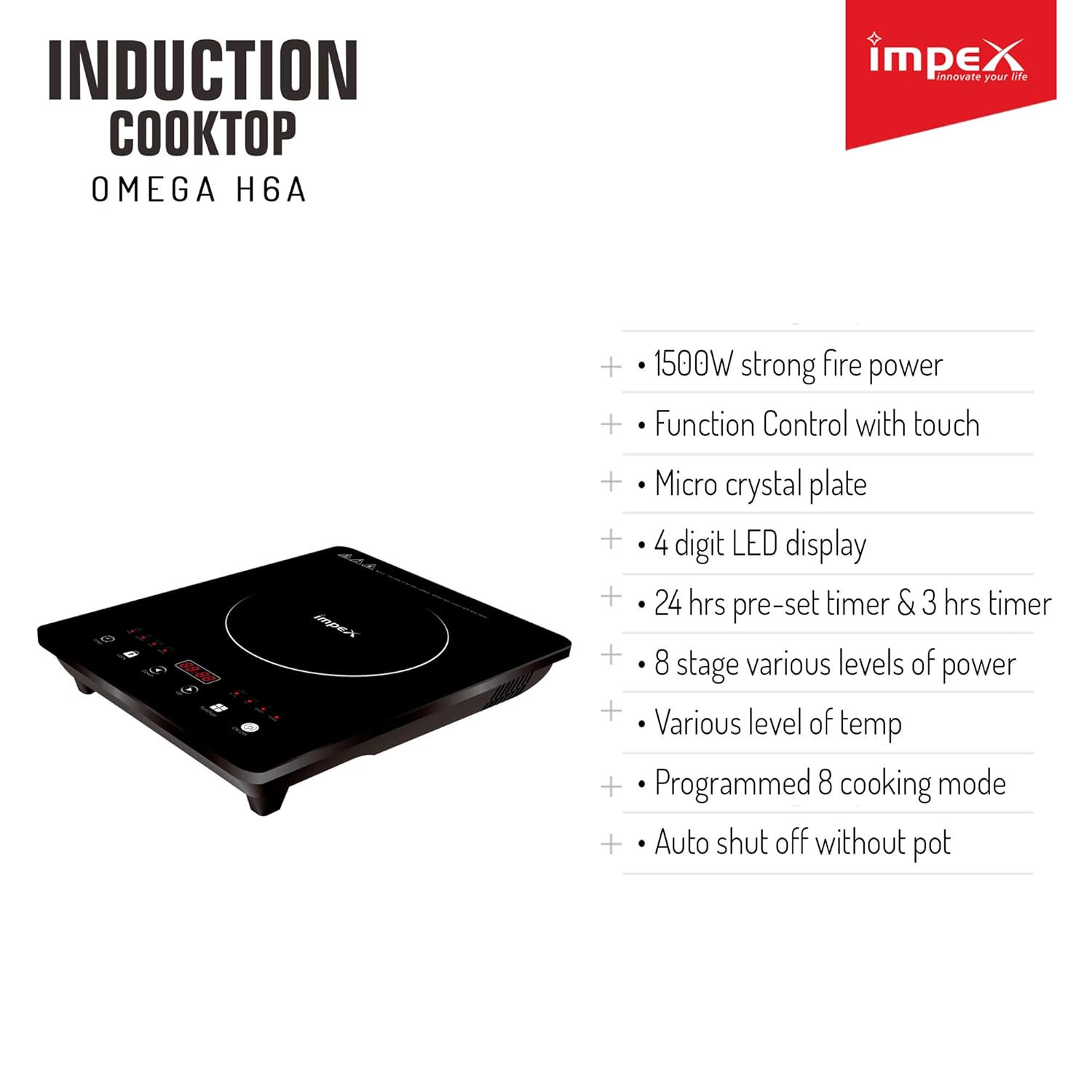 Buy Impex Omega H6a Touch Control Induction Cooktop Without Pot