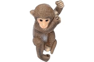 Fdit Outdoor Monkey Statue, Hanging Monkey Figurine with Jute Rope, 5.91in Tall Baby Chimpanzee Climbing Tree Sculpture for G