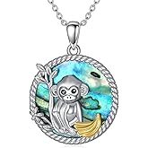 KNTTZZI Monkey Necklace Sterling Silver Cute Animal Pendant Necklace Monkeys Holiday Christmas Gifts Jewelry for Women monkey lovers