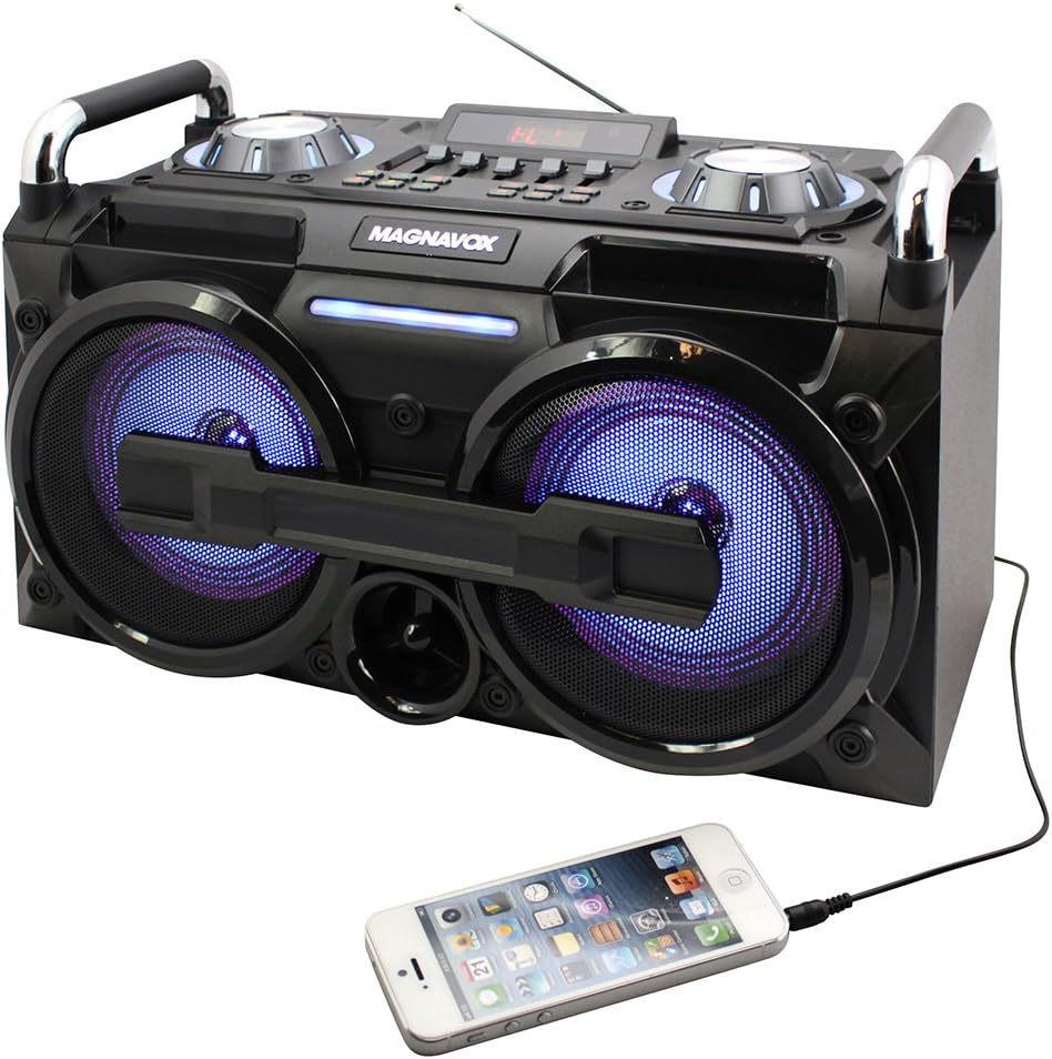 magnavox portable speaker with rgb color changing lights & bluetooth