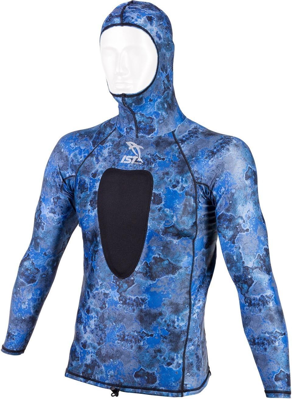 IST VSH-100 Camo Hooded Rash Guard (Large, Blue)