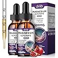 (2 Pack) Magnesium Glycinate Liquid Drops 500mg, with Vitamin B6, Ashwagandha, L - Theanine, Chamomile, Magnesium Glycinate Supplement High Absorption for Sleep, Stress, Energy - Pomegranate Flavor