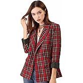 Allegra K Women's Notched Lapel Double Breasted Christmas Work Formal Blazer Jacket