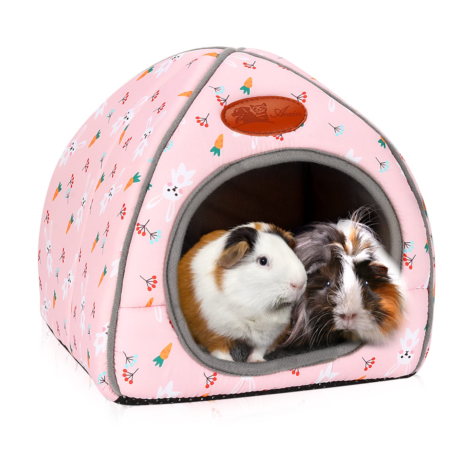 RANYPET Guinea Pig Bed, Cave Cozy Hamster House Large Hideout for Guinea pig Ferret Hedgehog Chinchilla Bearded Dragon Winter Nest Hamster Accessories Blue (Carrot Pink)