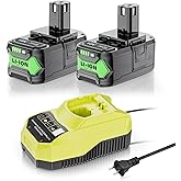 Uionvot Upgraded 8.0Ah Replace for Ryobi 18V Battery and Charger Combo Compatible with Ryobi 18v Battery Charger P117 and Batteries P108 P102 P103 P104 P105 P107 P109 P122 Cordless Power Tools