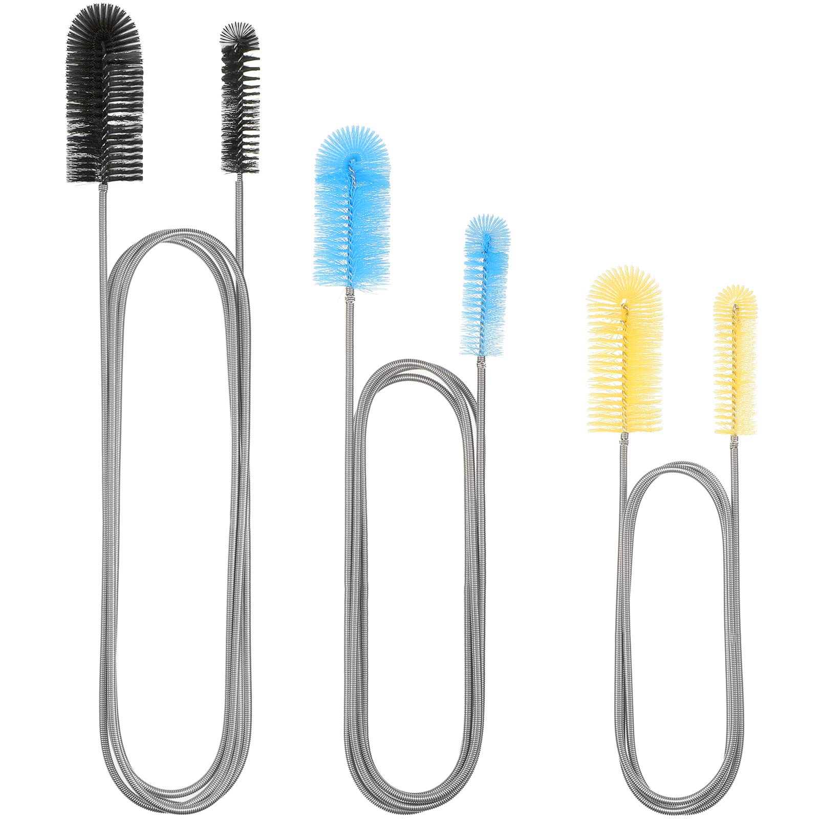 Patelai 3 Pieces Aquarium Filter Hose Brush Stainless Flexible Tube Cleaning Long Brush Double-ended Bent Pipe Cleaner Steel Spring for Lab Fish Tank Aquarium, 3 Color(61.02 inches, 78.74 inches)