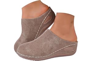 Women's Closed Toe Mules Clogs Slip On Platform Slides with Arch Support Comfortable Leather Lightweight Non Slip Open Back S