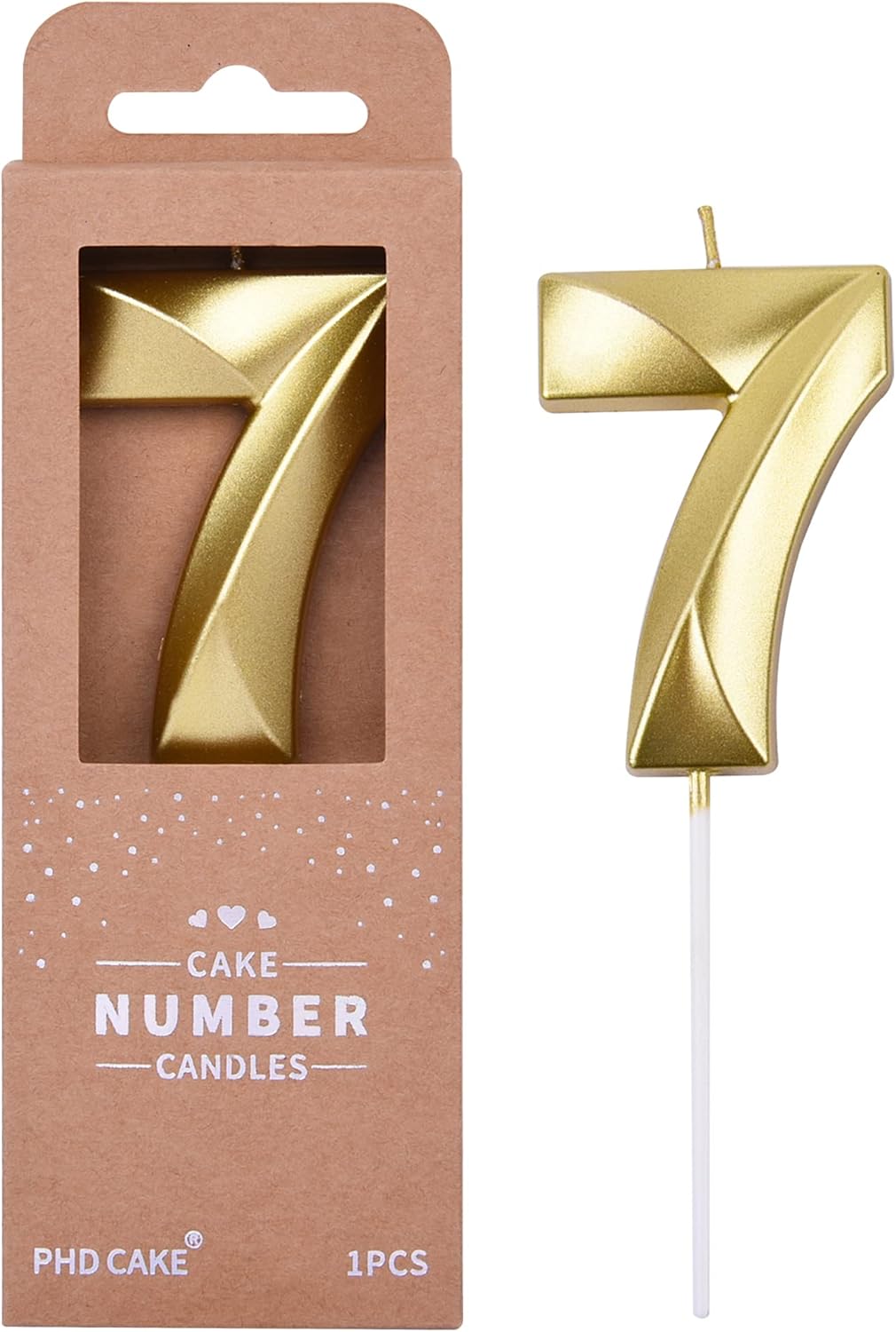 Candles & Holders - PHD CAKE 2.76 Inch Diamond Gold 7 Number Birthday Candles, Gold Number Candles, Cake Number Candles, Party Celebration