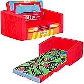 MallBest Kids Sofas Children's Sofa Bed Baby's Upholstered Couch Sleepover Chair Flipout Open Recliner(Red/Fire Truck)