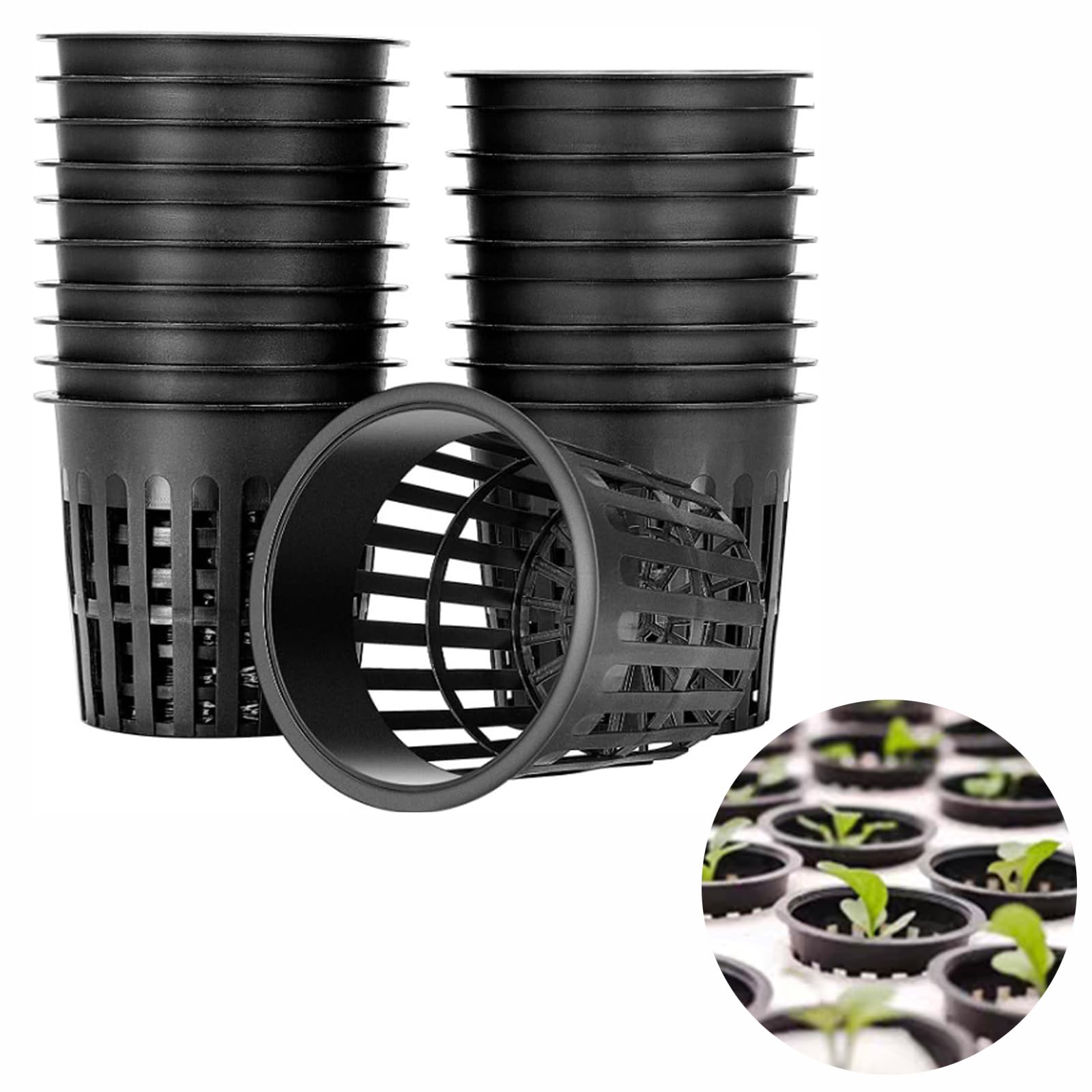 CTForest Pack of 20 Water Culture Plant Baskets, Plastic Hydroponics Plant Pots, Hydroponic Baskets Made of Plastic, Suitable for Hydroponic Planting and Earthless Cultivation on Garden Balconies