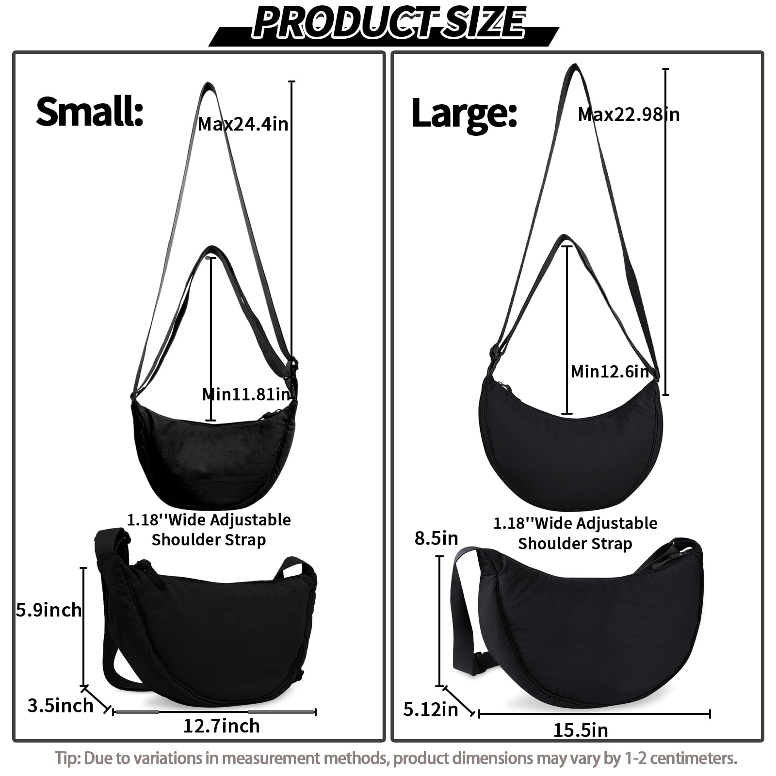 Nylon Crescent Crossbody Bag for Women Purses Trendy Men,Small Travel Sling Bag Hobo