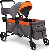 Jeep Sport All-Terrain Stroller Wagon by Delta Children - Includes Canopy, Parent Organizer, Adjustable Handlebar, Snack Tray &amp; Cup Holders, Grey/Bonfire