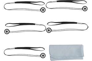 ChromLives 5 Pack Lens Cap Leash Lens Cap Keeper Holder with Microfiber Cleaning Cloth,Prevent Lens Cap Lost Compatible with DSLR SLR Camera Canon/Nikon/Sony/Panasonic/Fujifilm Camera and More