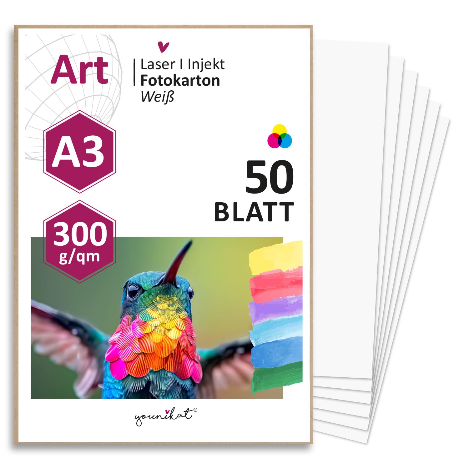 Set of 50 Blank Craft Card DIN A3 - DIY I for DIY Crafts Painting Writing for Scrapbooking and Much More I White I dv369