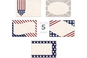 SBLABELS Patriotic Postcards / 100 Red White And Blue Election Postcards / 5 American Military Stars And Stripes Mailer Designs / 4" x 6" USA Voting Reminder Cards