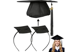OCQOTAT 2 Pack Graduation Cap Headband, Black Anti-Fall Firm Hairband with Adhesive Insert, Secures Graduation Cap & Hairstyle, Essential Hat Accessories for Graduates,Students, Girls