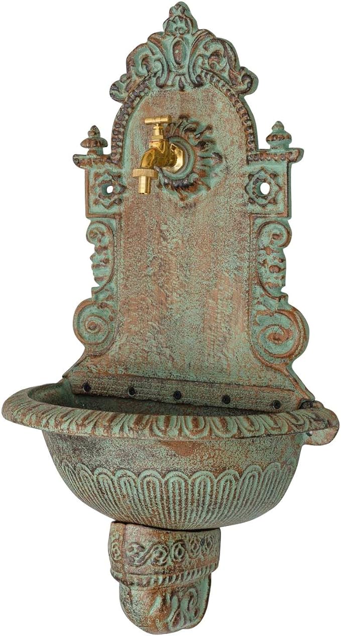 aubaho Waschbecken Wandbrunnen Garten Eisen AntikStil Brunnen 80cm