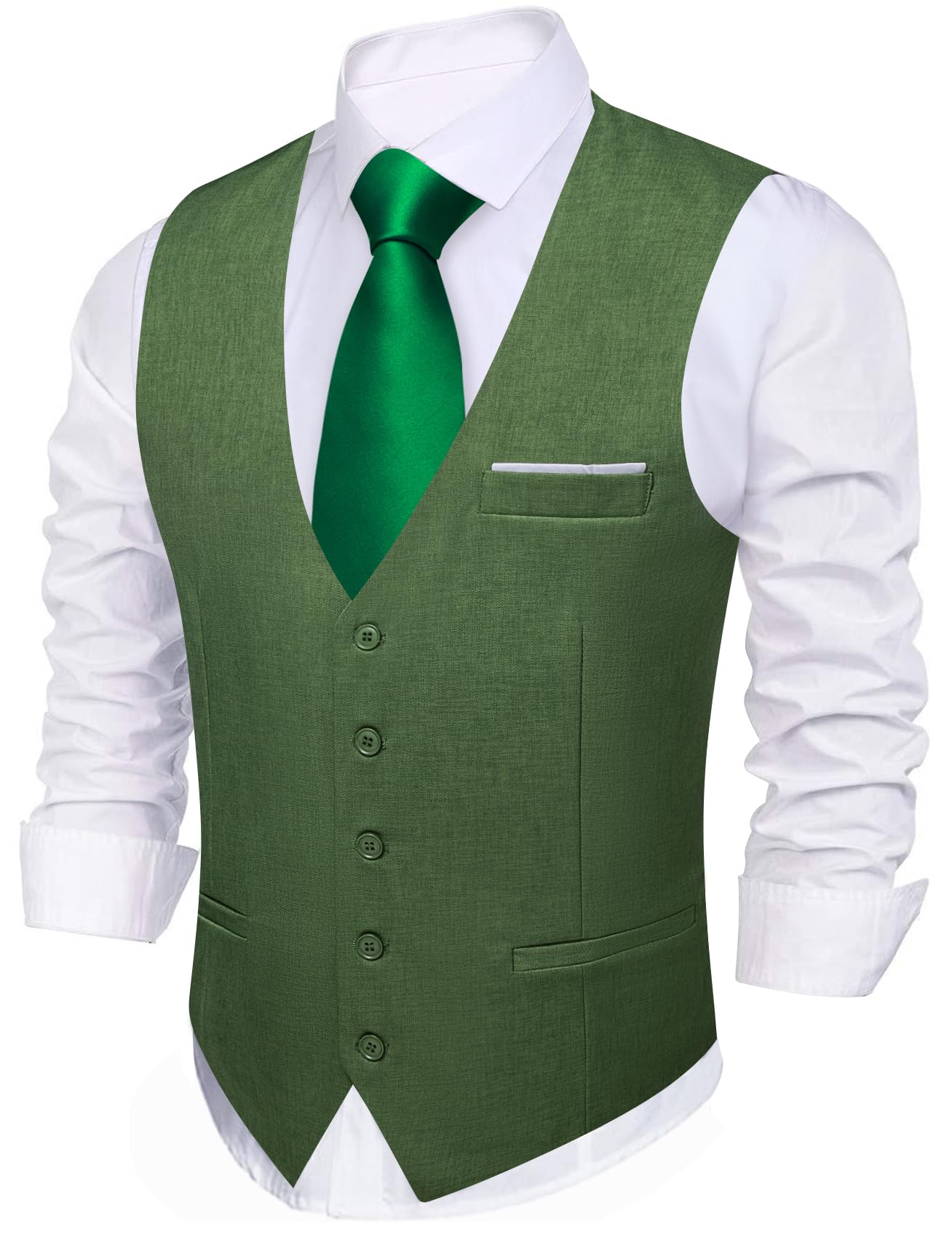 Barry.Wang Mens Sage Green Vest Formal/Business