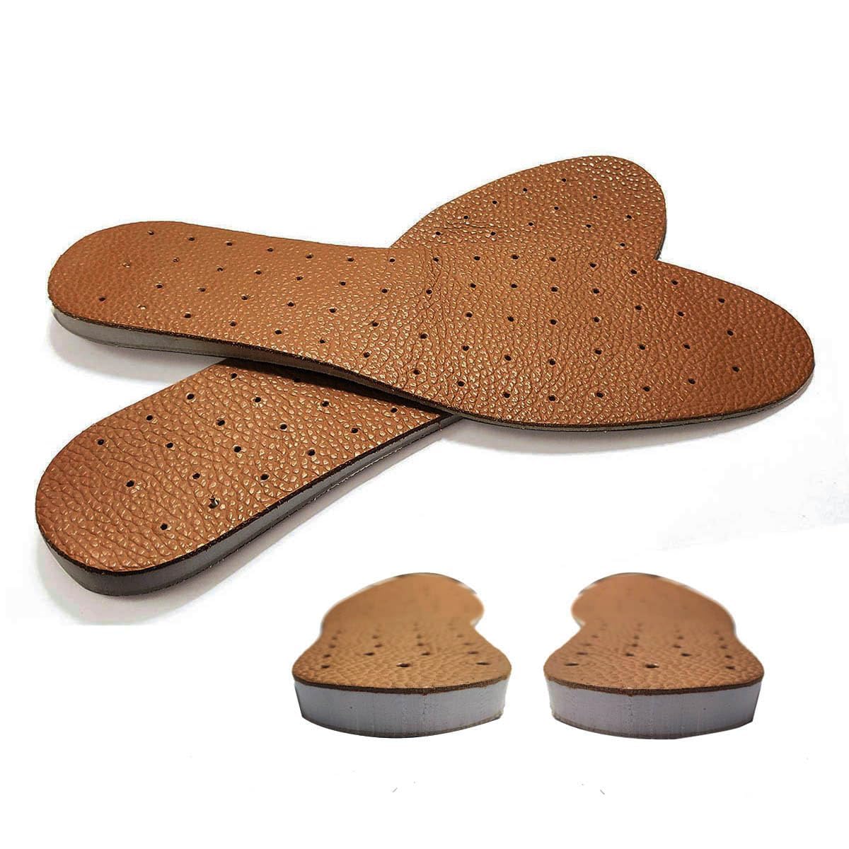 Photo 1 of Leather Insole Invisible Increase Insoles 1cm 1.5cm 2cm Height for Casual Sneaker Sport Shoes Men Women (Brown, 9.5#/11''-1cm Height)