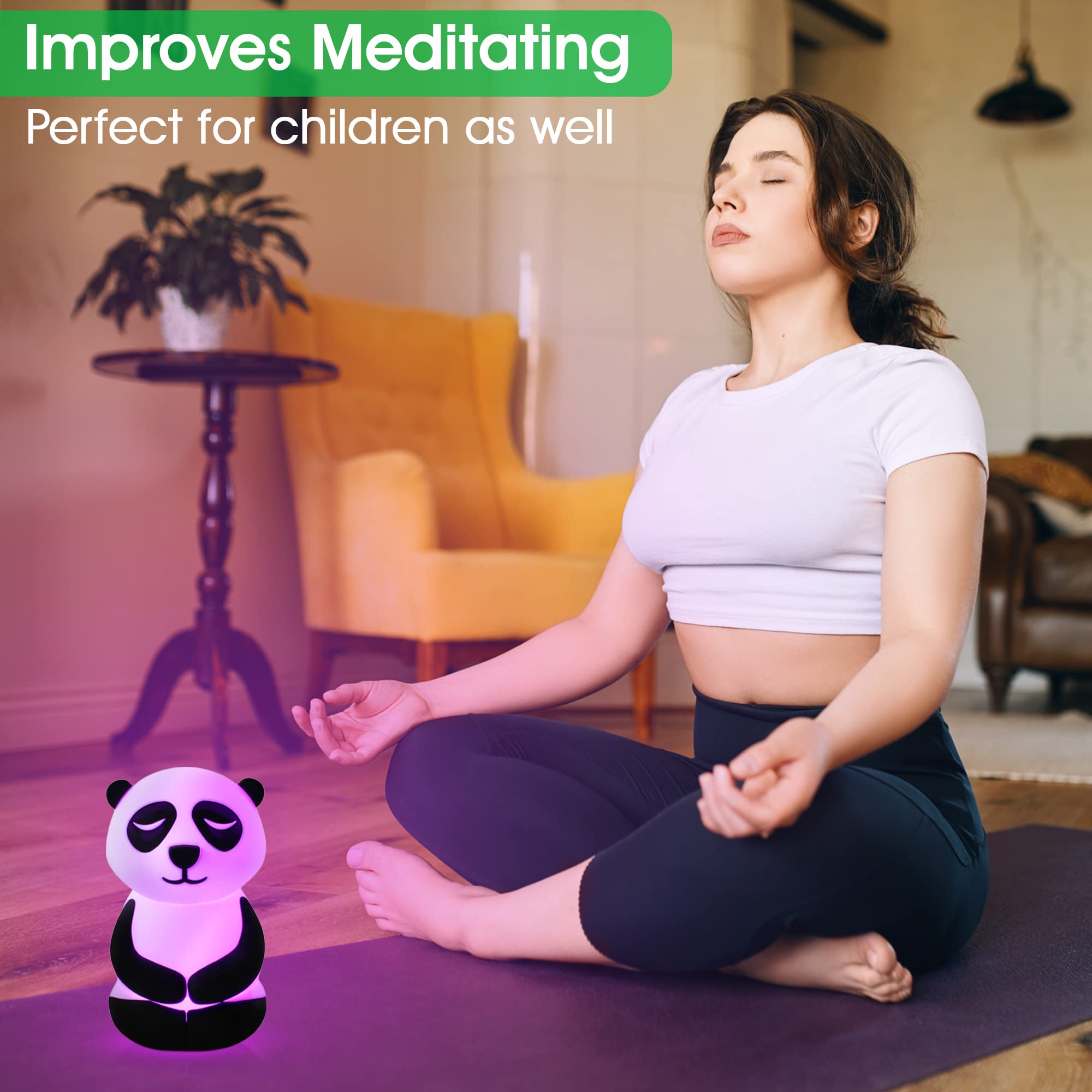 Calm Collective Peaceful Panda Breathing Trainer Light for Calming Stress, Anxiety Relief Items for ADHD, Mindfulness Meditation Tools for Depression, Great Self Care and Mental Health Gifts