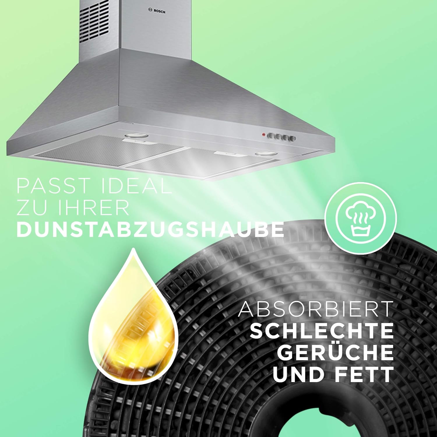 Carbon Filter for 902979370-1/9029793701 E3CFP19 Also for Bosch/Siemens 00796390/796390 DHZ5276 189 mm Diameter for Cooker Hood - Image 3
